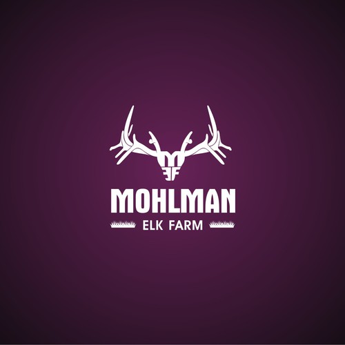 Create a elk antler illustrated logo using our bull image for Mohlman