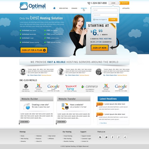 New website design wanted for Optimal Hosting Diseño de Simplywebs99