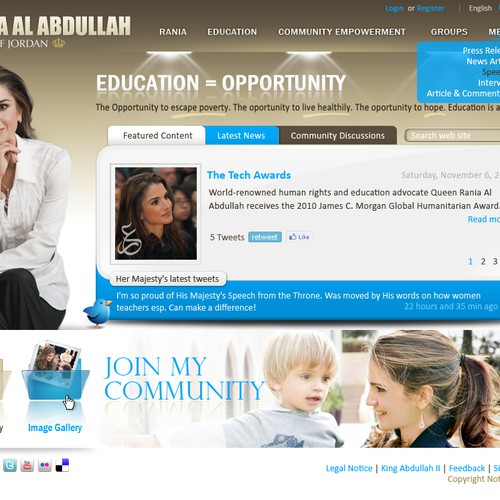 Queen Rania's official website – Queen of Jordan Ontwerp door Emiliya Yaneva