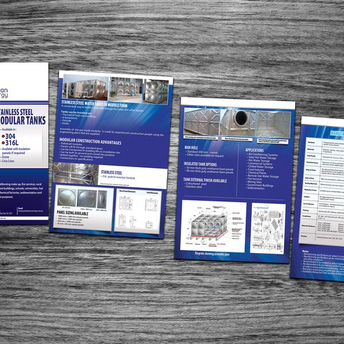 Professional Stainless Steel Modular Tank Brochure A4 x 4 pages- Australian Sun Energy Pty Ltd Design by ganess