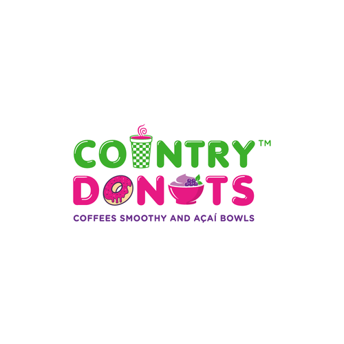 Design We need a modern exciting logo to encompasses our Name Country Donuts Coffee smoothy bowls di ropix