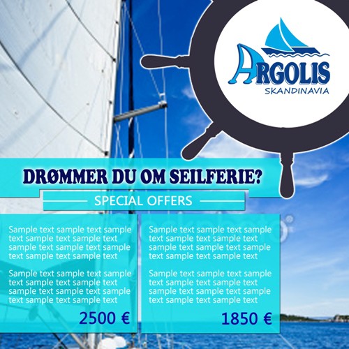 Argolis needs a new Yacht Charter fullpage add Design by pomelode