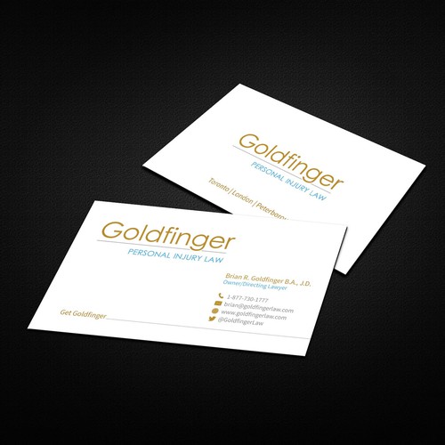 Goldfinger Personal Injury Law needs your help designing our business cards! Design by AkGraphicsSolutions