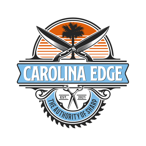 A retro / edgy logo for a mobile sharpening service called Carolina Edge Design by guinandra