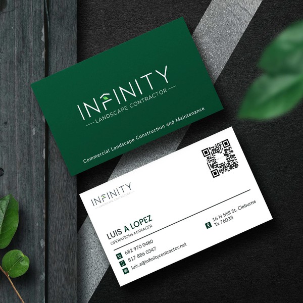 Infinity Landscape Contractor – Modern Dual-Tone Business Card