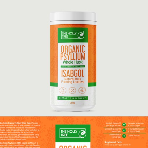 Organic Psyllium Whole Husk Label Design by Totoya