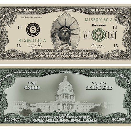 Simulated U.S. One Million Dollar Bill | Print or packaging design contest