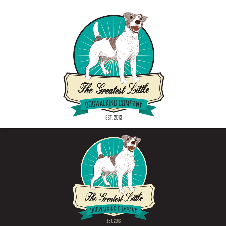 Pitbull logo with the title 'Create the greatest logo for "The Greatest Little Dogwalking Company"'