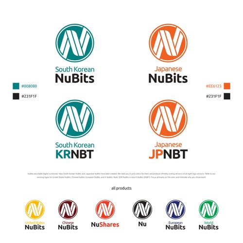 Vectorize logo and pick colors of new NuBits for South Korea and Japan Design by megawon®