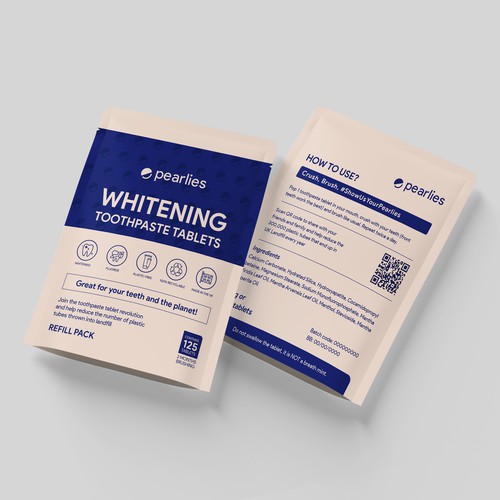 Design an attractive refill pack for a trendy new toothpaste tablet brand Design by farhanubaid