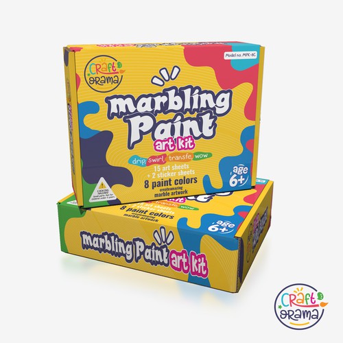 Design a colorful packaging for our new marbling paint art kit for kids Design by Designlifelk