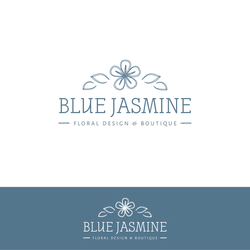 LOGO & BUSINESS CARD DESIGN FOR BLUE JASMINE LLC FLORAL DESIGN AND BOUTIQUE Design by Melanie Lauren