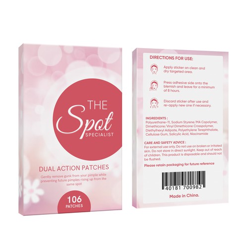 Pimple Patch PACKAGING to appeal to FEMALE BEAUTY user Design by Rajith Shantha