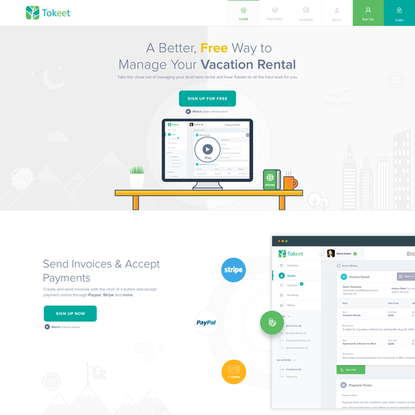 Tokeet - Vacation Rental Management (landing page)