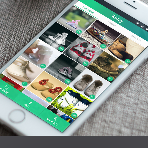 Mobile App Kidzy 2 simple screens + Logo. Design by Makak._.Studios