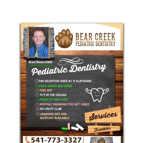 We need a new look to advertise our pediatric dental office Design by R A Y A ™