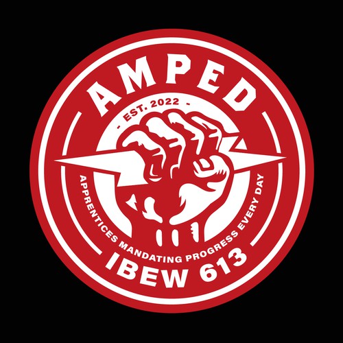 "AMPED"  IBEW electrical apprentice logo Design by Fortunic™
