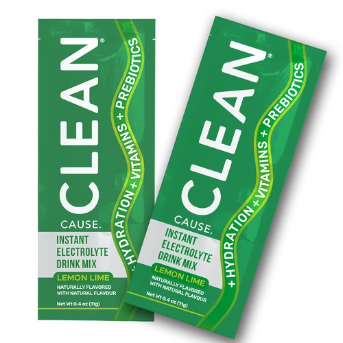 CLEAN Cause Hydration Stick Packets Design by desainbagus3