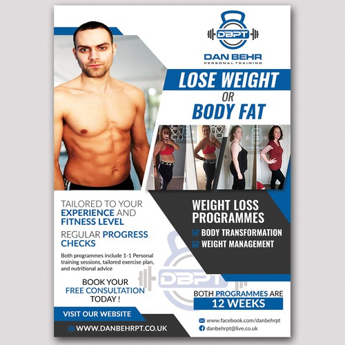 One-page personal trainer flyer  Postcard, flyer or print contest