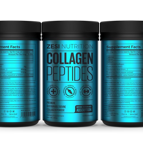 Design an attention grabbing, modern label for our collagen supplement Diseño de Imee008