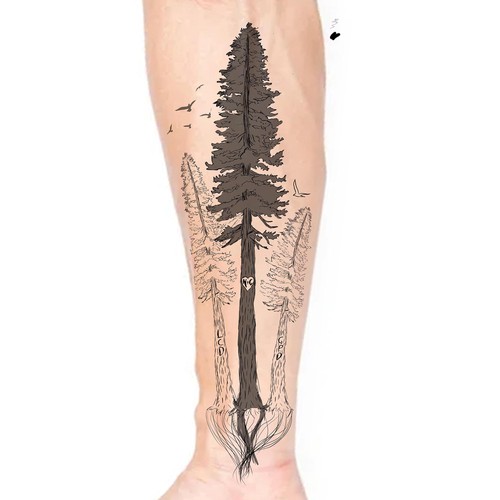 forearm redwood tree tattoos