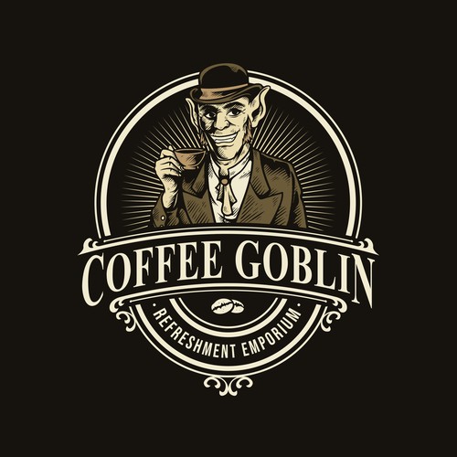 Coffee Goblin! Design a vintage coffee logo with steampunk style for coffee bag label/website/merch Design réalisé par brightoneart