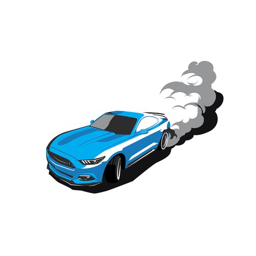  ¡Ilustración de un ford mustang quemándose!