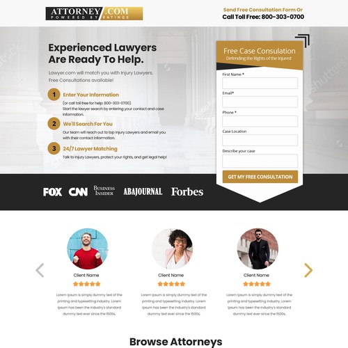 Design a Landing Page for Attorney.com Design by Rith99★ ★ ★ ★ ★