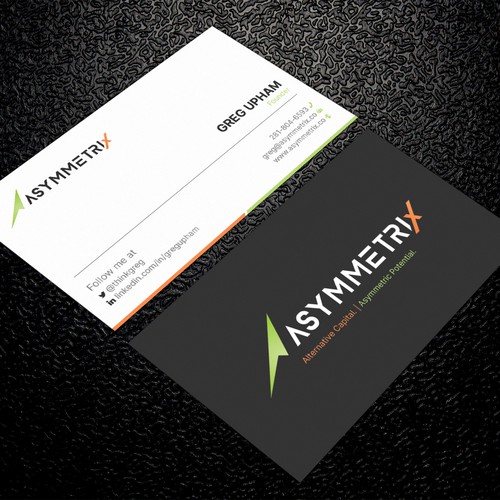 Design a cool, edgey but sophisticated business card for an alternative investment firm. Design von ™SF_Design™