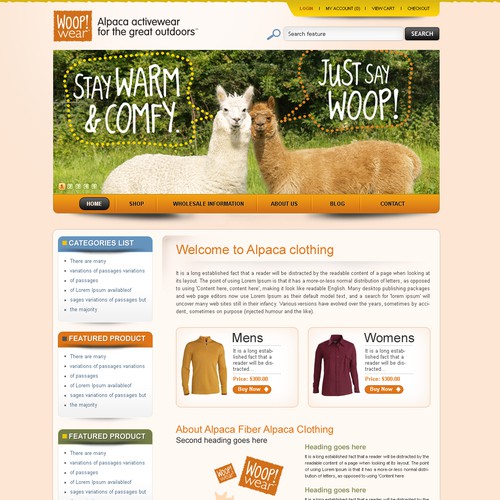 Website Design for Ecommerce Business - Alpaca based clothing company. Design por avijitdutta