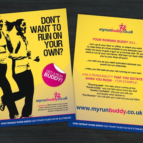 Flyer Design for myrunbuddy.co.uk Design por kookaburra design