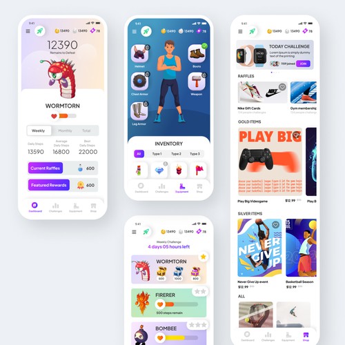 Design the app for StepHeroes, a new and innovate fitness game Design by 7plus7