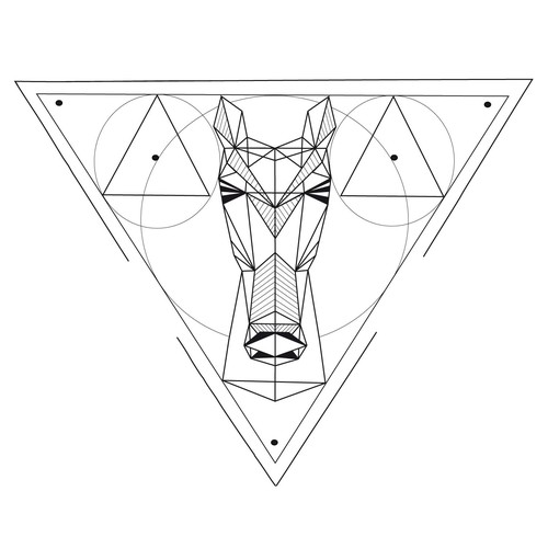 Looking for a tattoo design horse geometric pattern Réalisé par Daria Dobronravova