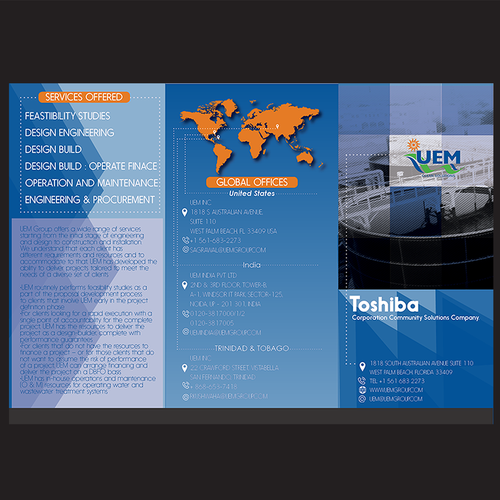 Create brochure for global water/wastewater treatment designbuild firm