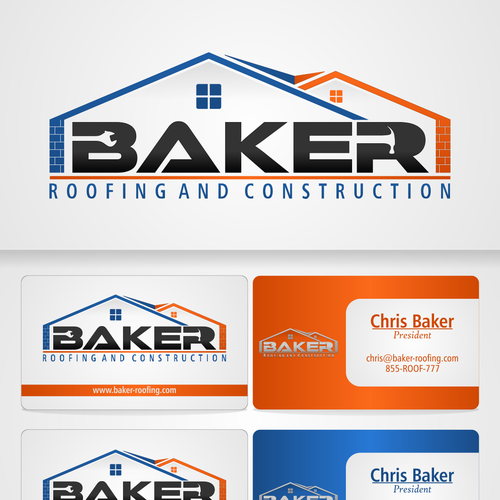 New logo and business card wanted for Baker ROOFING and Construction Design por Mikhael Resi