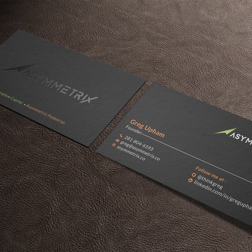 Design a cool, edgey but sophisticated business card for an alternative investment firm. Design von Roni_