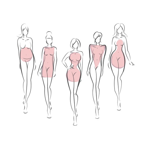 Set of 5 stylish body shape illustrations for a fashion blog