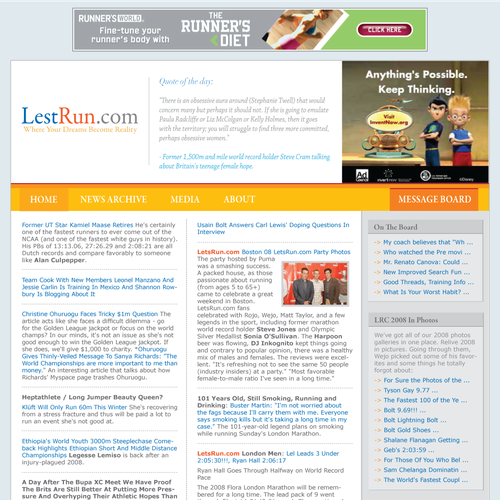 LetsRun.com Homepage Re-Design/Cleanup Diseño de Kaid Wong
