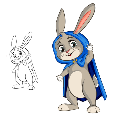 Cloak-Wearing Bunny Character (Vector) for Children's Book! Design réalisé par bidouartist