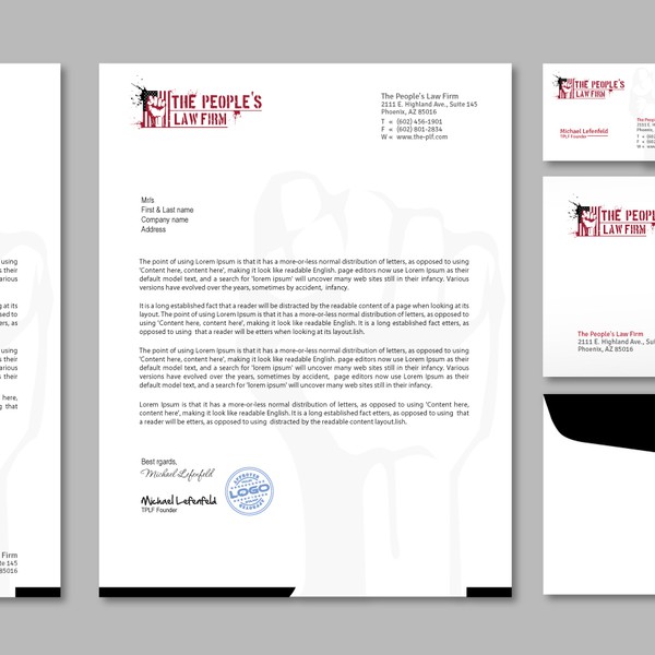 Simple, Modern and ?Unique Stationery design for The PLF.