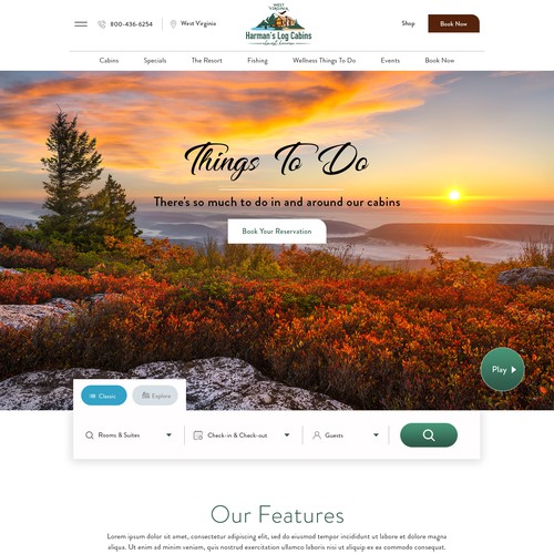 Design a website for luxury log cabin vacation rentals in the mountains Design by DezinDragonz