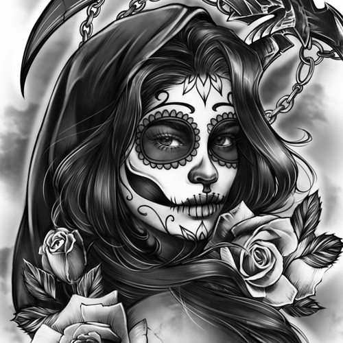 Sugar skull grim reaper tattoo, Tattoo contest