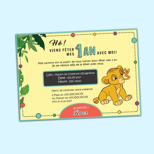 Anniversaire 1 An Roi Lion Birthday 1 Year King Lion Concours De Carte Ou Invitation 99designs