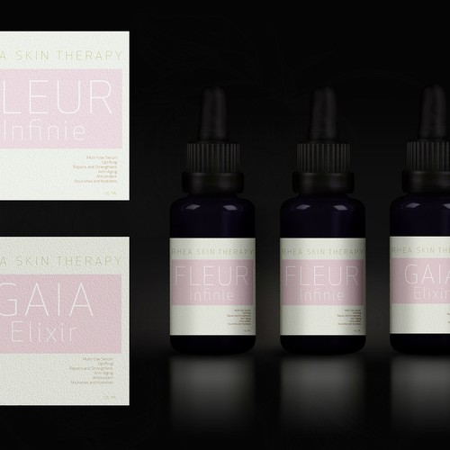 New Labels needed for high end skin care company. Design by RUDI STUDIO