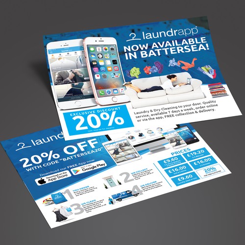 Laundry Dry Cleaning App Flyer Design A5 Double Sided