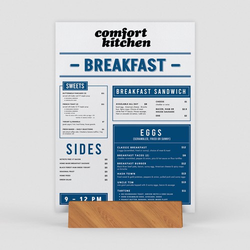 Design a cool new menu for a breakfast & lunch spot in Upstate NY Design by Along99