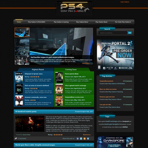 Create a vibrant new web 2.0 look for a PS4 gaming blog! Design by Light Creek Studio