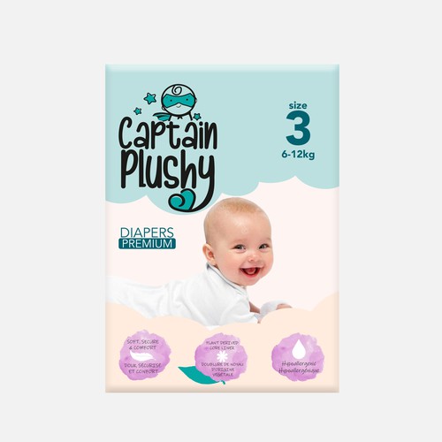 Packaging for playful baby diapers brand Design by Gergana ♥