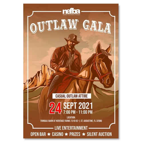 Design an Eye Catching flyer for our Outlaw Gala Design by WiFiSign