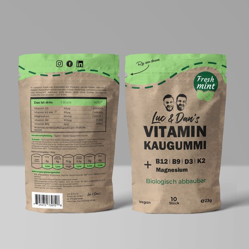 First creative packaging for a natural vitamin chewing gum Design by Noha.Akkad